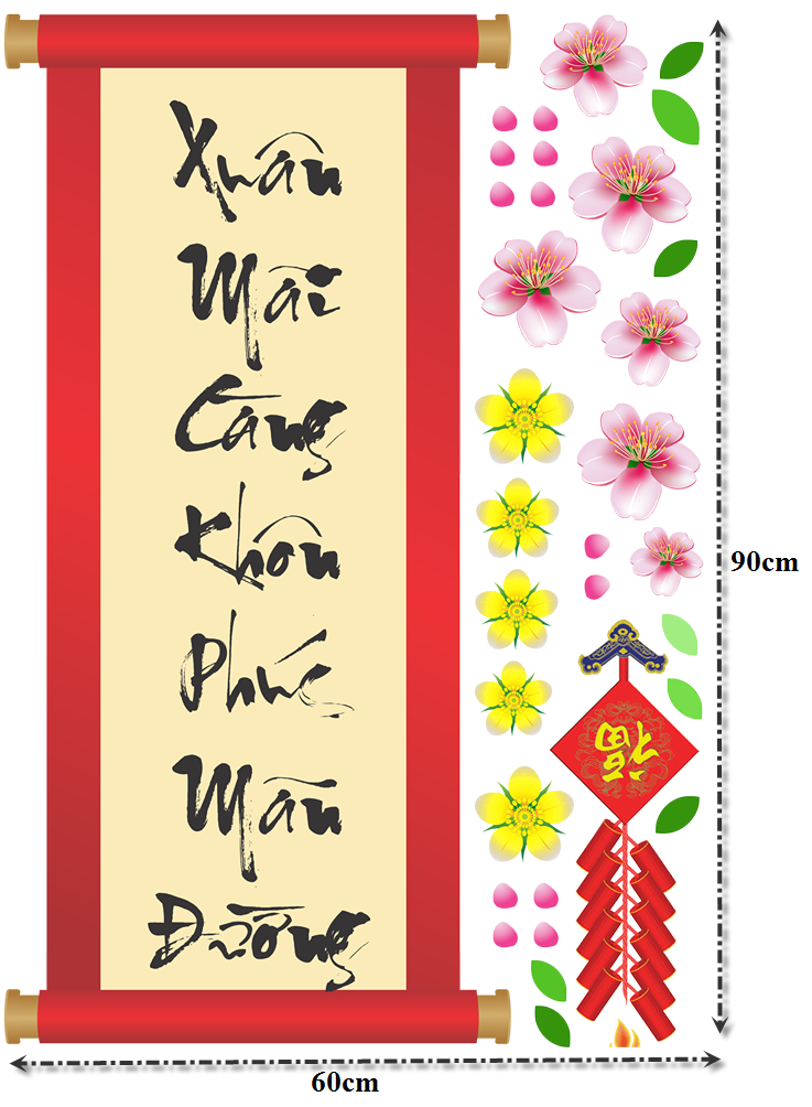 Decal xuân mãi càng khôn phúc mãn đường